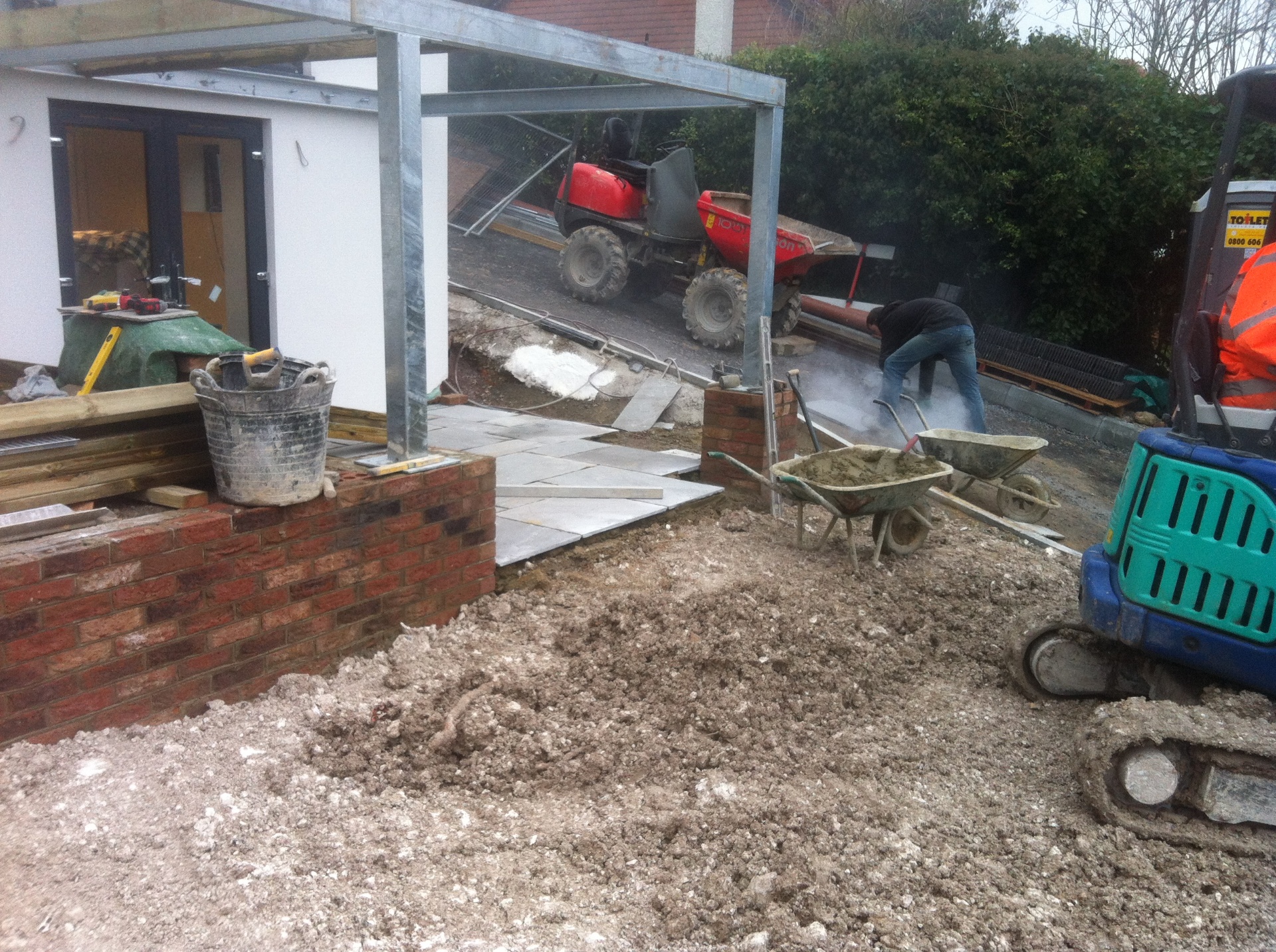 Structural steel RSJ beam installation for load-bearing wall removal